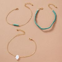 Braided Cord Colorful Beads Anklet 3-piece Set sku image 1