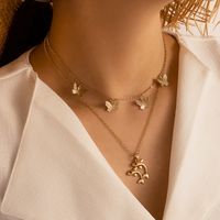 Simple Fashionable Butterfly Dolphin Pendant Multi-layer Necklace main image 2