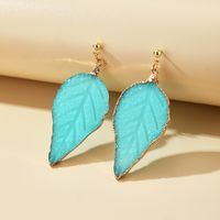 Simple Blue Leaf Fashion Earrings main image 3