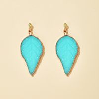 Simple Blue Leaf Fashion Earrings sku image 1