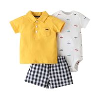 أزياء للرضع والأطفال الصغار ، مجموعة من ثلاث قطع من ملابس الأطفال ، قميص قصير الأكمام ، مجموعة شورت للتجارة الخارجية main image 3