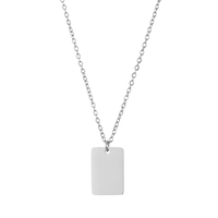 New Stainless Steel Square Glossy Pendant Necklace sku image 1