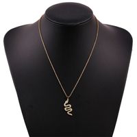 Fashion Long Copper Inlaid Zirconium Zodiac Snake Necklace main image 3