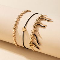 Black Disc Geometric Chain Multi-layer Anklet main image 1