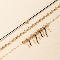 Black Disc Geometric Chain Multi-layer Anklet main image 5