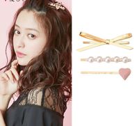 Korean Fashion Metal Bow Pearl Love Hairpin main image 4
