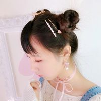 Korean Fashion Metal Bow Pearl Love Hairpin main image 5