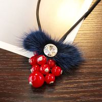 Cute Crystal Plush Red Grape Long Necklace main image 1