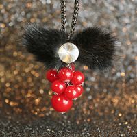 Cute Crystal Plush Red Grape Long Necklace main image 3
