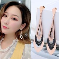 Korean Fashion Simple Rose Gold Titanium Steel Diamond Earrings main image 1