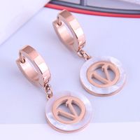 Fashion Titanium Steel Round V-shaped Earrings main image 3
