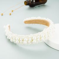 White Pearl Crystal Beaded Headband main image 3