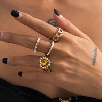 Gothic Style Alloy Retro Diamond Multi-element Rings 4-piece Set main image 2