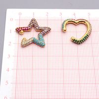 Micro Diamond-studded Five-pointed Star Heart Zircon Earrings main image 3
