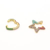 Micro Diamond-studded Five-pointed Star Heart Zircon Earrings main image 4