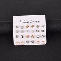 Simple Alloy Small Earrings 12 Pairs Set main image 1