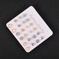 Simple Alloy Small Earrings 12 Pairs Set main image 4