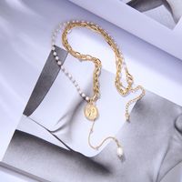 Pearl Metal Stitching Necklace main image 3