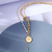Pearl Metal Stitching Necklace main image 4
