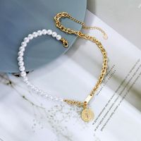 Simple Pearl Letter Pendant Necklace main image 3