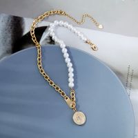 Simple Pearl Letter Pendant Necklace main image 4