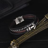 Retro Multilayer Anchor Leather Bracelet main image 4