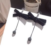 Korean New Flannel Bow Knot Zircon Earrings main image 2