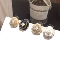 Korean New Asymmetric Full Diamond Flower Earrings main image 1