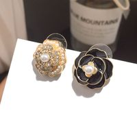 Korean New Asymmetric Full Diamond Flower Earrings main image 3