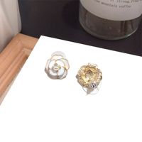 Korean New Asymmetric Full Diamond Flower Earrings main image 4