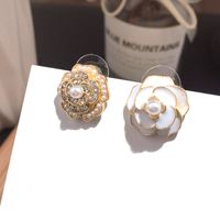 Korean New Asymmetric Full Diamond Flower Earrings main image 5