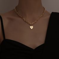 Retro Letter Heart Titanium Steel Necklace main image 5