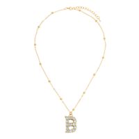 Micro-inlaid Zircon Copper Letter Pendant Necklace sku image 2