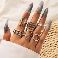 Retro Star Round Opening Rings 6-piece Set sku image 1