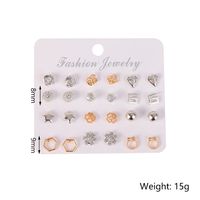 Simple Alloy Small Earrings 12 Pairs Set sku image 1