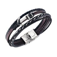 Retro Multilayer Anchor Leather Bracelet sku image 1