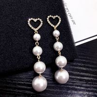 Love Simple Pearl Tassel Long Earrings sku image 1
