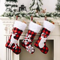 Red And Black Plaid Christmas Socks Tree Pendant main image 2