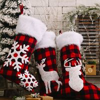 Red And Black Plaid Christmas Socks Tree Pendant main image 6