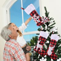 Red And Black Plaid Christmas Socks Tree Pendant main image 4