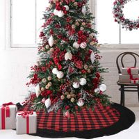 Christmas Decoration Red And Black Plaid Flannel Tree Skirt main image 1
