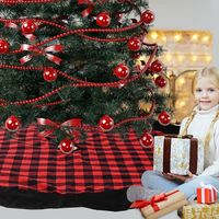 Christmas Decoration Red And Black Plaid Flannel Tree Skirt main image 4