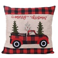 Christmas Red And Black Car Square Pillowcase main image 1