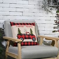 Christmas Red And Black Car Square Pillowcase main image 3