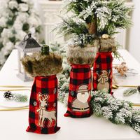 Red Lattice Santa Claus Elk Wine Bottle Cover main image 6