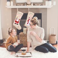 Linen Embroidered Christmas Socks Pendant Gift Bag main image 5