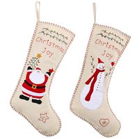 Linen Embroidered Christmas Socks Pendant Gift Bag main image 3