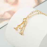 Fashionable 26 English Alphabet Alloy Micro-inlaid Zircon Necklace main image 3