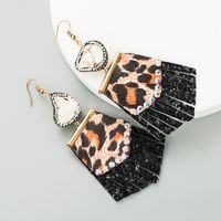 Leopard Print Leather Diamond Earrings main image 3