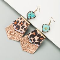 Leopard Print Leather Diamond Earrings main image 5